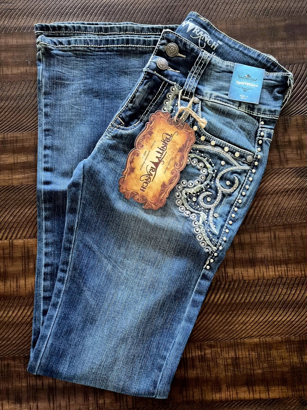 ~SUPER CUTE~ Trinity Ranch Studded, Bootcut Ladies Jeans Sz 5 (29" x 34") BNWT